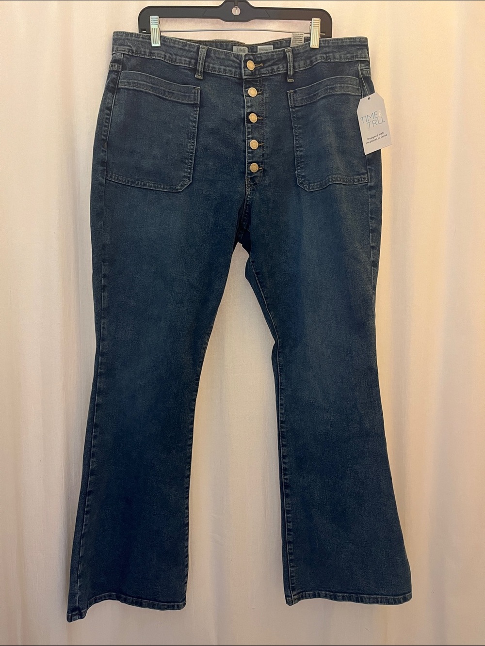 NWT Time and Tru Size 20 High Rise Button Flare Jeans